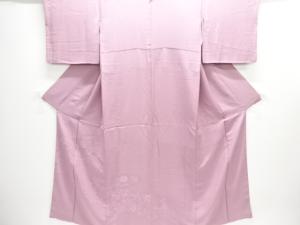 霞取りに草花模様織り出し一つ紋付け下げ色無地着物